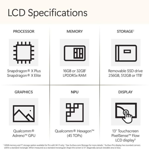 Microsoft Surface Pro 11 Copilot+ PC (ZHY-00001) | 16GB/512GB, 13-inch, Snapdragon X Plus