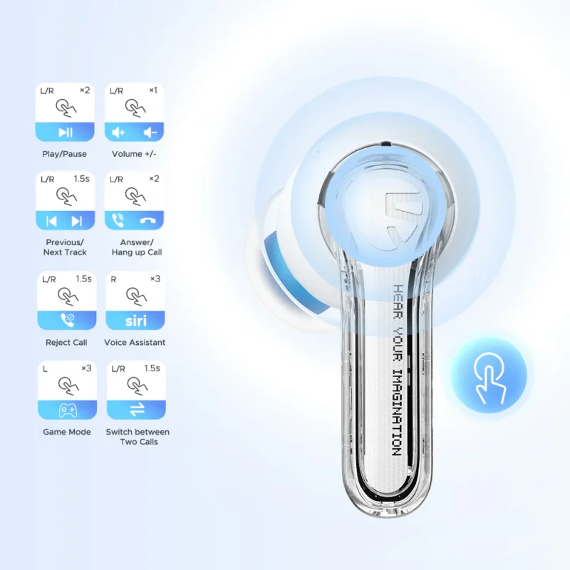 SoundPeats Clear (See-through Earbuds, Dual Mic, 12mm Sound Driver)