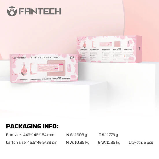 Fantech P51 (Pink) | 5-in-1 Gaming Combo