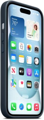 Apple – iPhone 15 FineWoven Case with MagSafe – Pacific Blue