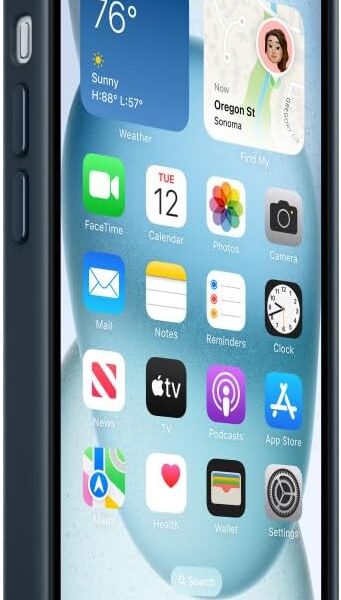 Apple – iPhone 15 FineWoven Case with MagSafe – Pacific Blue