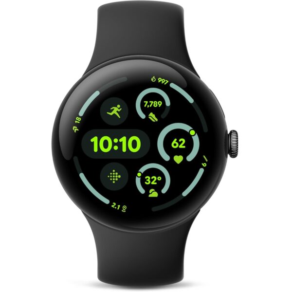 Google Pixel Watch 3 – Matte Black Case with Obsidian Active Band