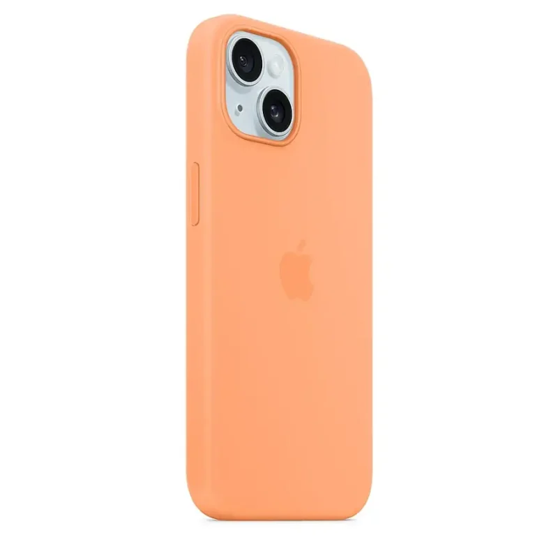 Apple – iPhone 15 Silicone Case with MagSafe – Orange Sorbet