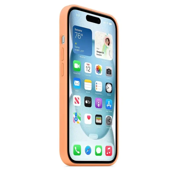 Apple – iPhone 15 Silicone Case with MagSafe – Orange Sorbet