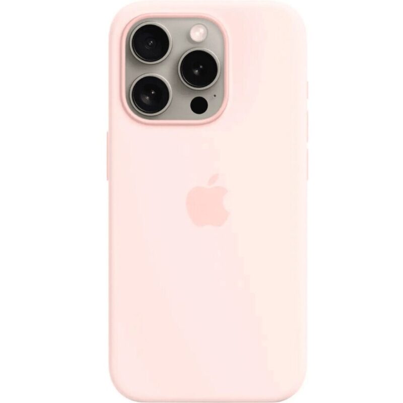 Apple – iPhone 15 Pro Silicone Case with MagSafe – Light Pink