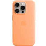 Apple – iPhone 15 Pro Silicone Case with MagSafe – Orange Sorbet