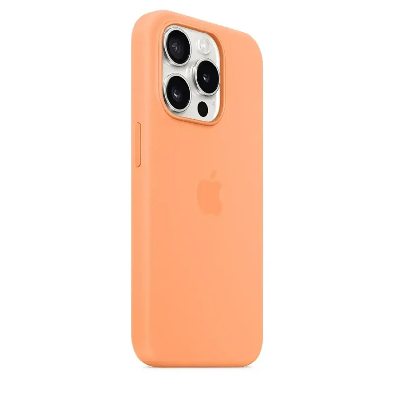 Apple – iPhone 15 Pro Silicone Case with MagSafe – Orange Sorbet