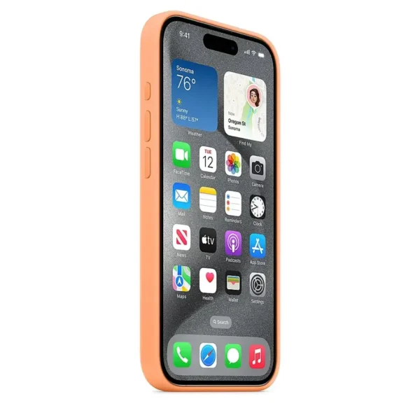 Apple – iPhone 15 Pro Silicone Case with MagSafe – Orange Sorbet