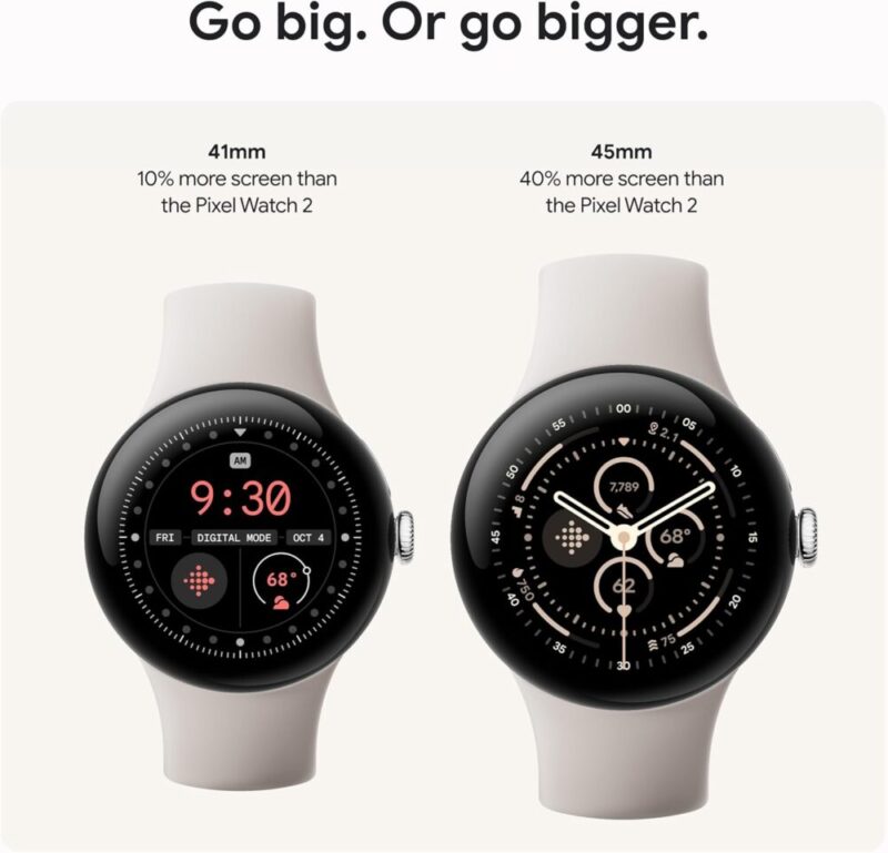 Google Pixel Watch 3 – Matte Black Case with Obsidian Active Band (41/45mm, Heart Rate Tracking, Fitbit Advanced, Fitness Insights, 24-Hour Battery)