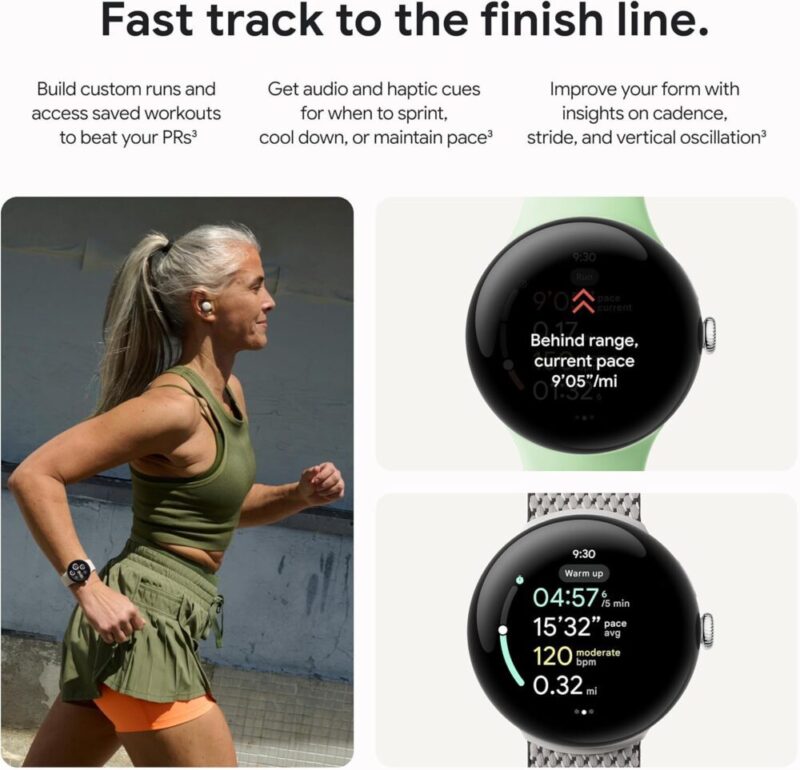 Google Pixel Watch 3 – Matte Black Case with Obsidian Active Band (41/45mm, Heart Rate Tracking, Fitbit Advanced, Fitness Insights, 24-Hour Battery)