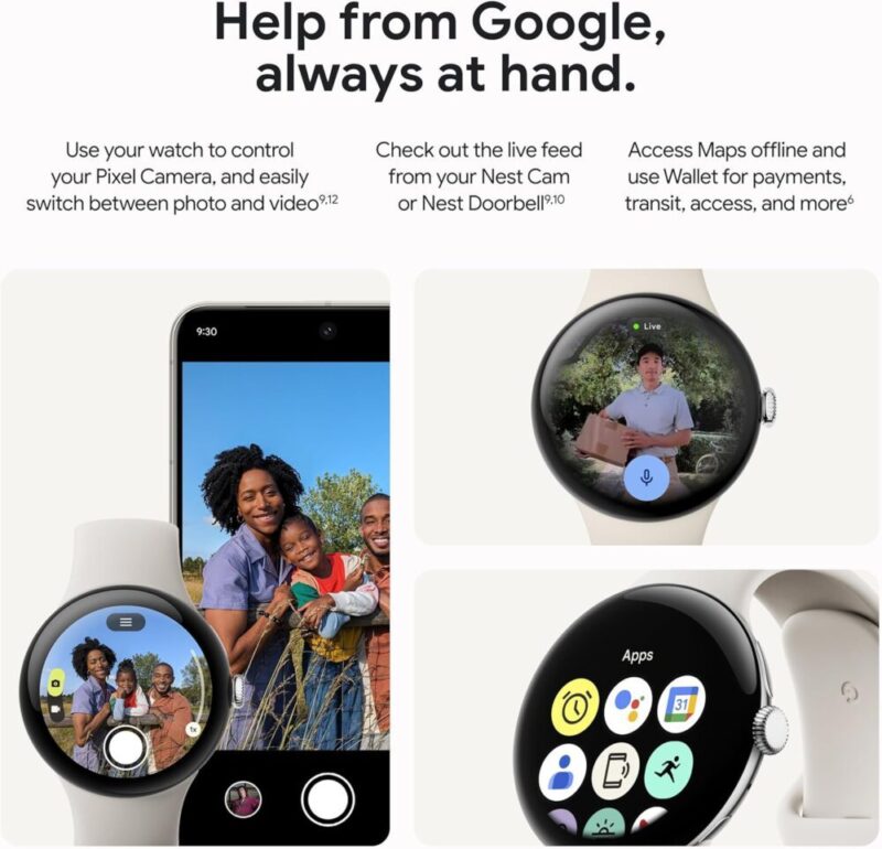 Google Pixel Watch 3 – Matte Black Case with Obsidian Active Band (41/45mm, Heart Rate Tracking, Fitbit Advanced, Fitness Insights, 24-Hour Battery)