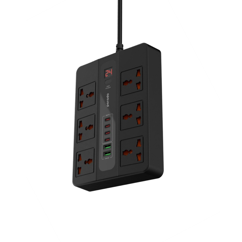 Porodo 6 AC 2 USB-A 24W & 4 USB-C PD 36W Multi-Port Super Hub (3M)