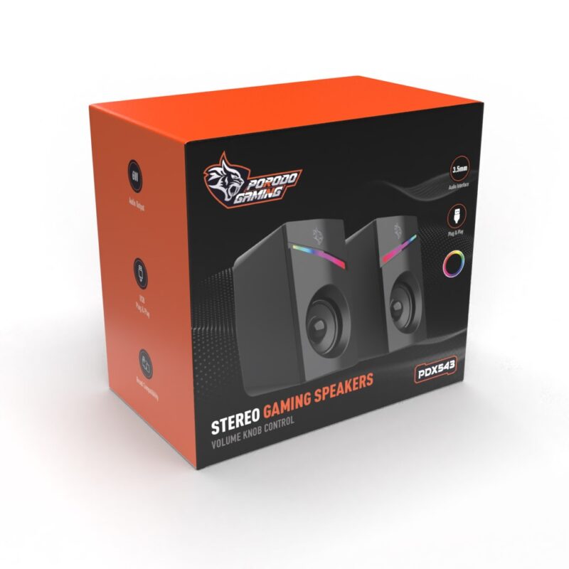 Porodo (PDX543) | 3.5mm Gaming Stereo Speakers with Volume Knob Control