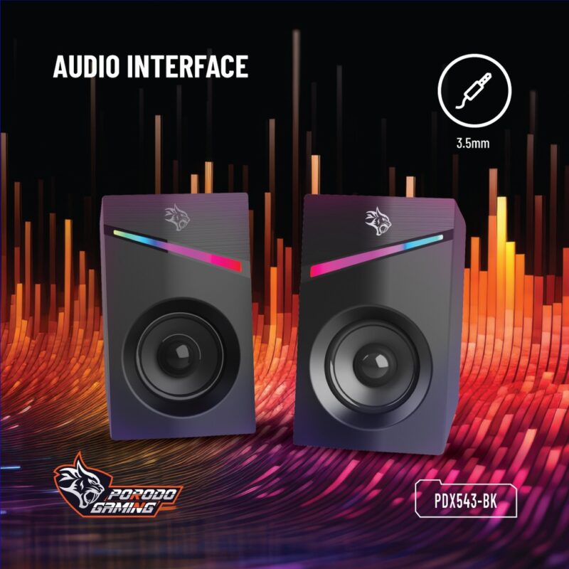 Porodo (PDX543) | 3.5mm Gaming Stereo Speakers with Volume Knob Control