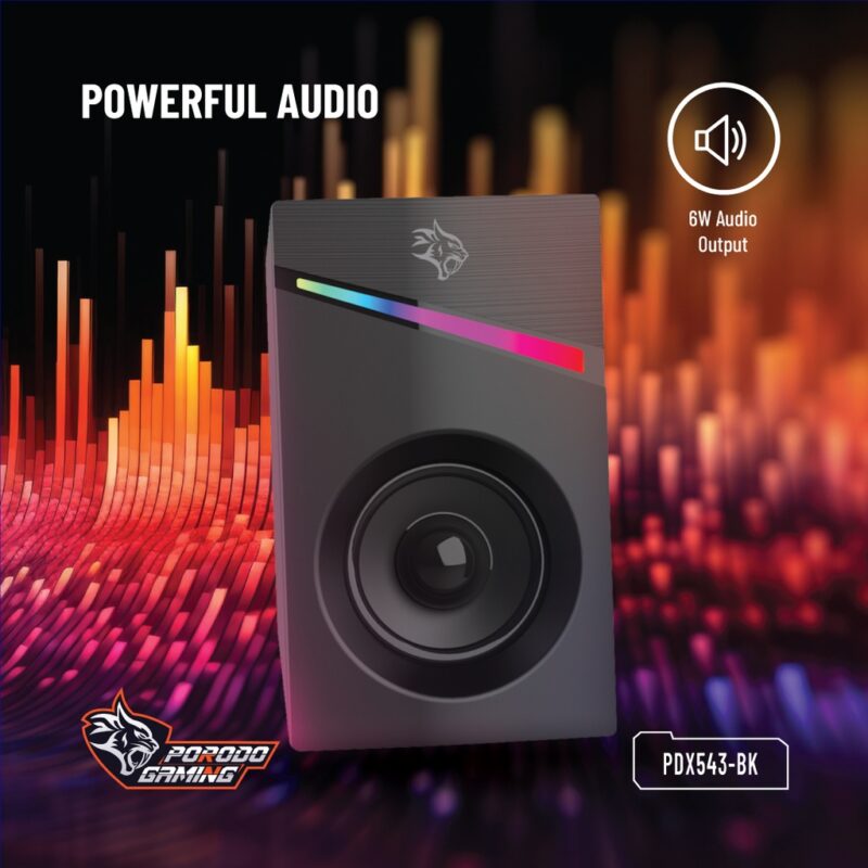 Porodo (PDX543) | 3.5mm Gaming Stereo Speakers with Volume Knob Control