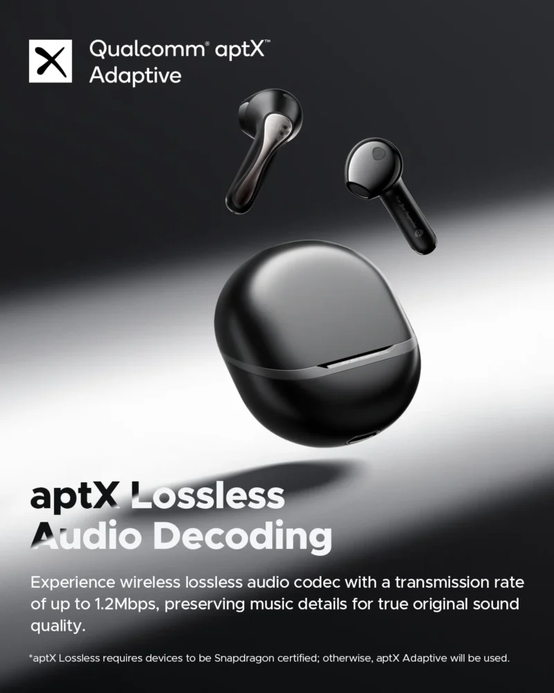 SoundPeats Air5 (Semi-In-Ear aptX Adaptive Lossless Wireless Earbuds with Snapdragon Sound and AI Adaptive ANC)