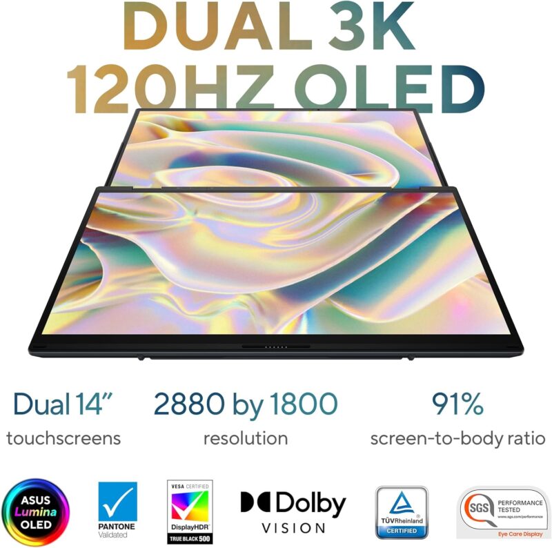 Asus ZenBook Duo (UX8406MA-PS99T) | Intel Core Ultra 9 185H, 32GB/1TB, 14-inch, Intel Arc Graphics, Windows 11 Home