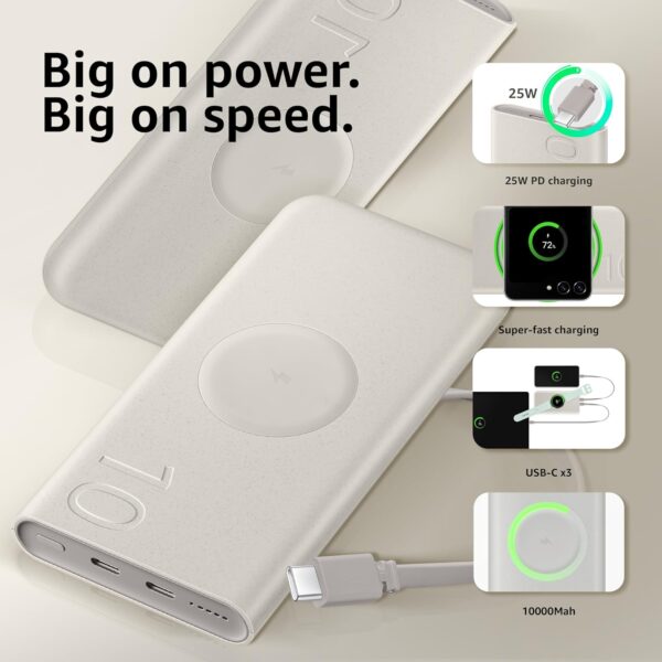 Samsung 10,000mAh Wireless Battery Pack (25W PD Dual USB-C Port, 7.5W Wireless Charging Power Bank)