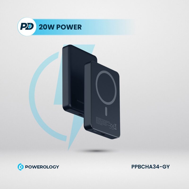 Powerology 10,000mAh Magsafe Power Bank (20W PD, 15W Magsafe, Aluminum Body)
