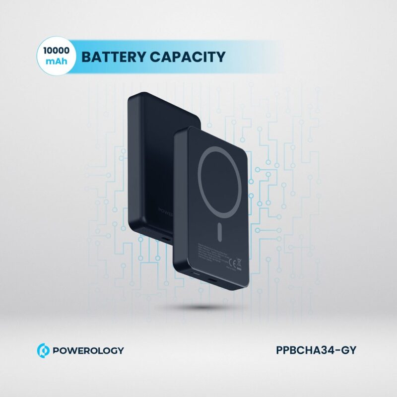 Powerology 10,000mAh Magsafe Power Bank (20W PD, 15W Magsafe, Aluminum Body)
