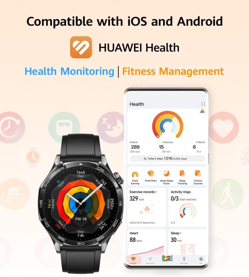 Huawei Watch GT5 (41/46mm Smartwatch, 14 Days Battery Life, Sharp Edged Design, Health Tracking, Compatible with Android & iOS)
