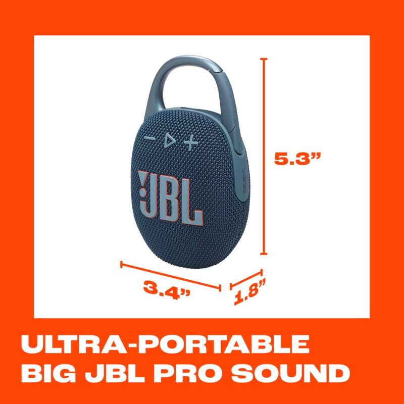 JBL Clip 5 (Ultra-Portable, Waterproof & Dustproof Bluetooth Speaker, Big Pro Sound with Punchy Bass)
