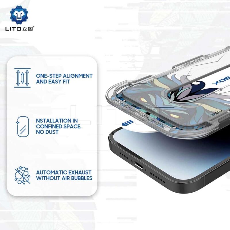 Lito Magic Box D+ Tools Full Glass Screen Protector (With Easy Applicator) For Apple iPhone 16 Pro Max