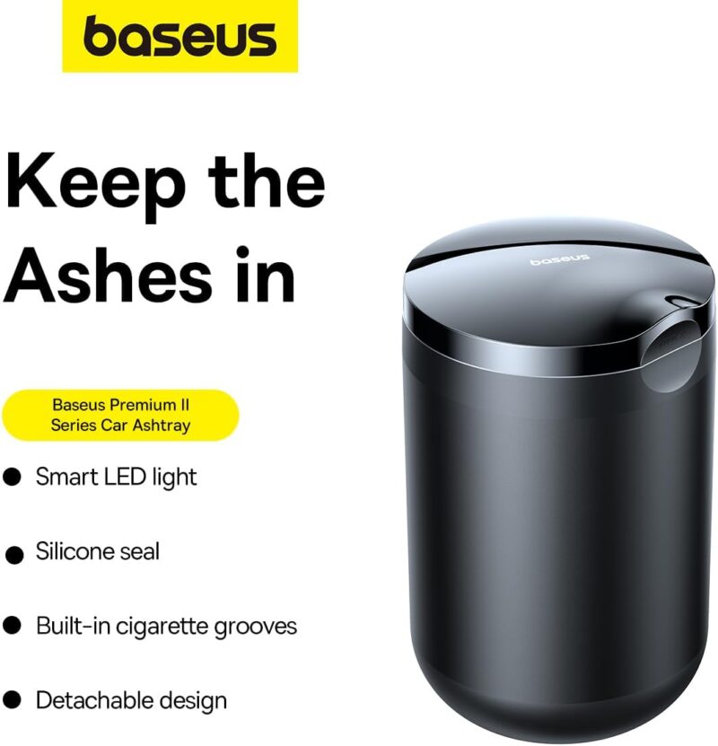 Baseus Premium 2 Series Car Ashtray (Premium Portable Ashtray with Ambient LED Light)