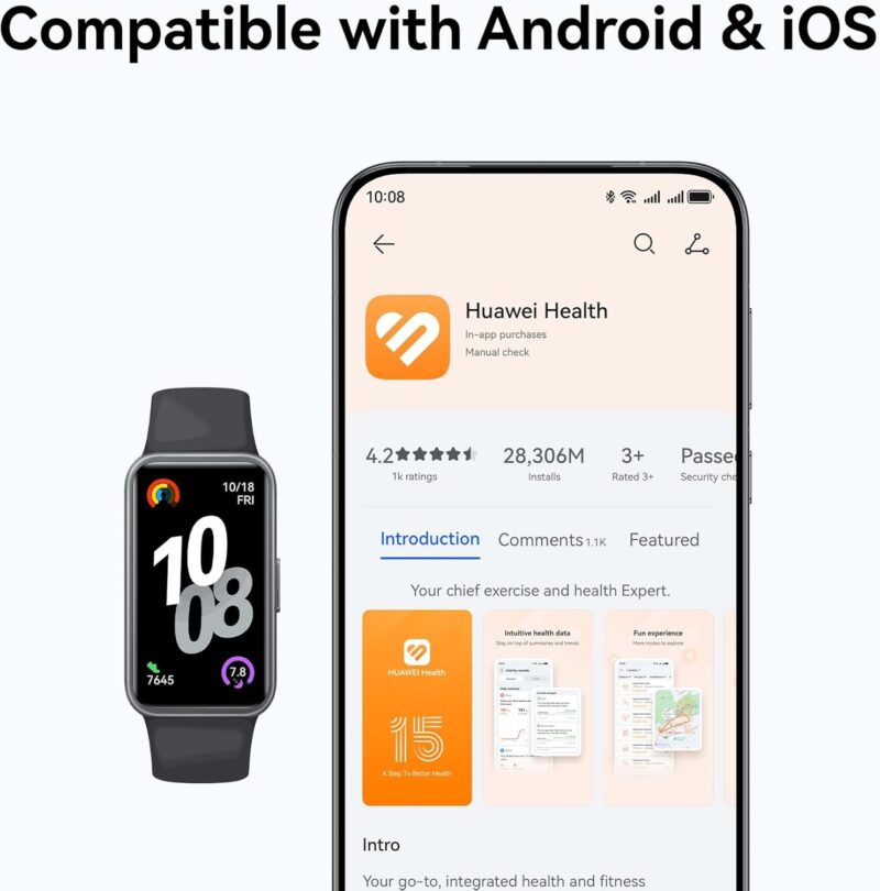 Huawei Band 10 (Smartwatch Aluminum Alloy Case, 14 Days Battery Life, Average Sleep HRV, AI-powered Fitness Monitoring Tracker)