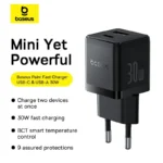 Baseus Palm 30W Fast Charger with Cable (Supports PD3.0, QC3.0, Smart Temperature Control with Cable Included)
