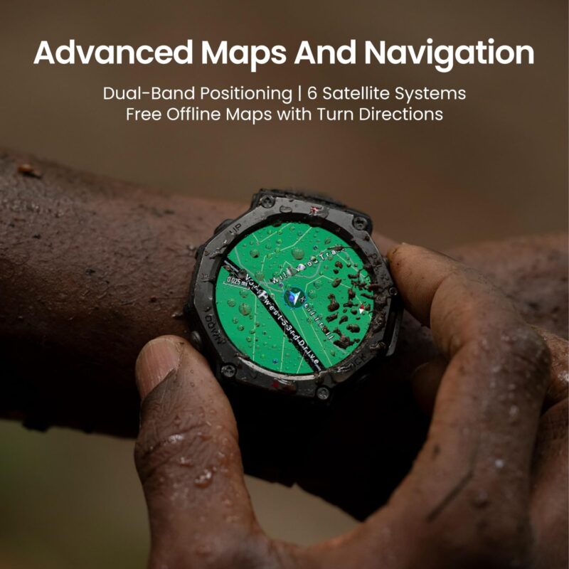 Amazfit T-Rex 3 (48mm Military Smartwatch, GPS, AI, Voice Control, Offline Maps, 170 Sports Modes, 328ft Water-Resistant)