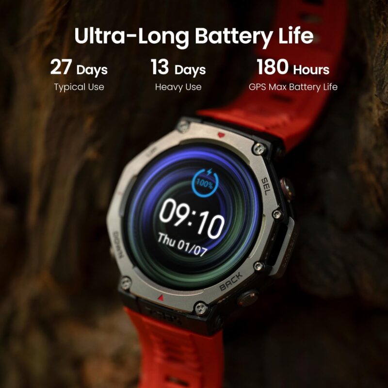 Amazfit T-Rex 3 (48mm Military Smartwatch, GPS, AI, Voice Control, Offline Maps, 170 Sports Modes, 328ft Water-Resistant)