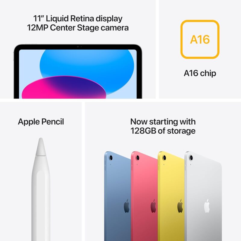 Apple iPad (11th Gen, 11-inch, 2025) | A16 Chip, Liquid Retina Display, All Screen Design, 4K Video and Apple Intelligence