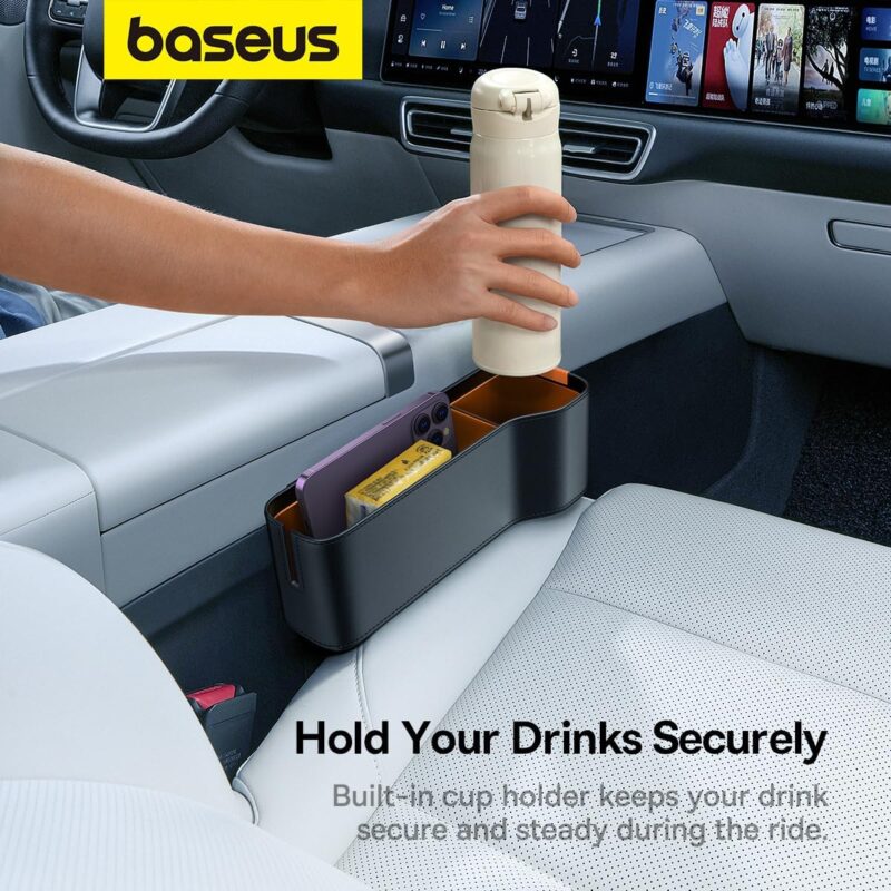 Baseus OrganizeFun Series Car Console Storage Organizer  (Large Capacity Storage Console with Cup Holder)