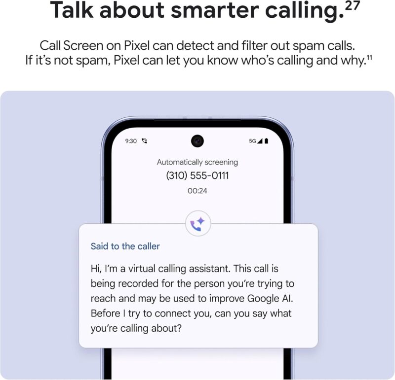 Google Pixel 9a 8GB/128GB (Android Smartphone with Incredible Camera and AI Photo Editing, All-Day Battery, and Powerful Security)