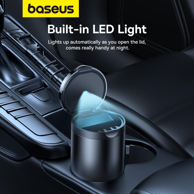 Baseus Premium 2 Series Car Ashtray (Premium Portable Ashtray with Ambient LED Light)