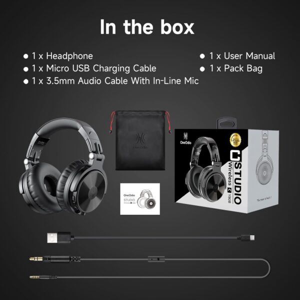 OneOdio Studio Pro C (Wireless/Wired Stereo Bluetooth Headsets Foldable Headset with Deep Bass, 50mm Neodymium Drivers)