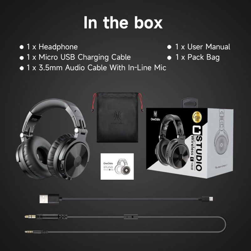 OneOdio Studio Pro C (Wireless/Wired Stereo Bluetooth Headsets Foldable Headset with Deep Bass, 50mm Neodymium Drivers)