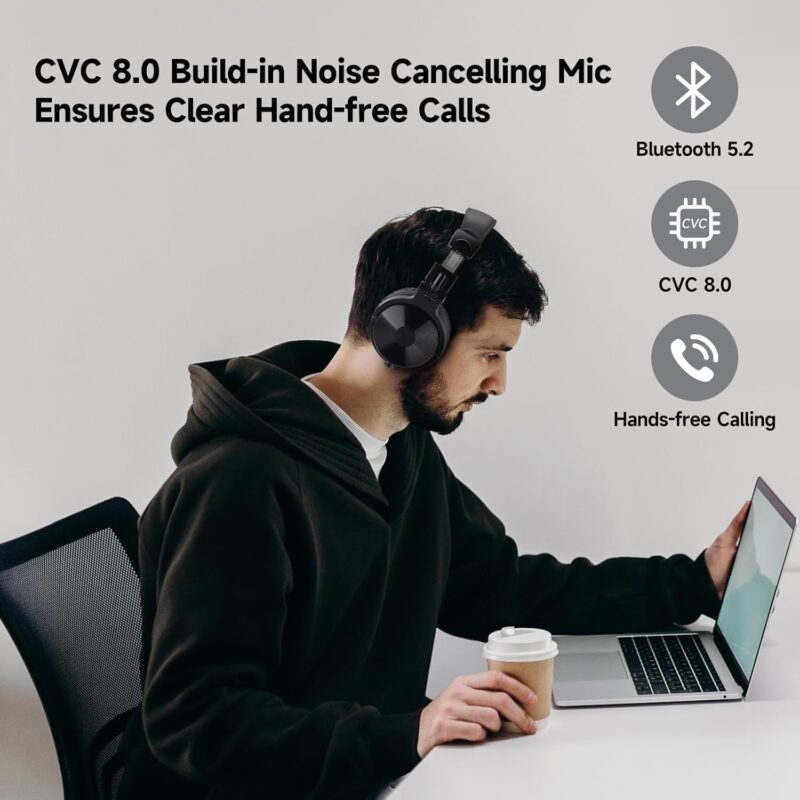 OneOdio Studio Pro C (Wireless/Wired Stereo Bluetooth Headsets Foldable Headset with Deep Bass, 50mm Neodymium Drivers)