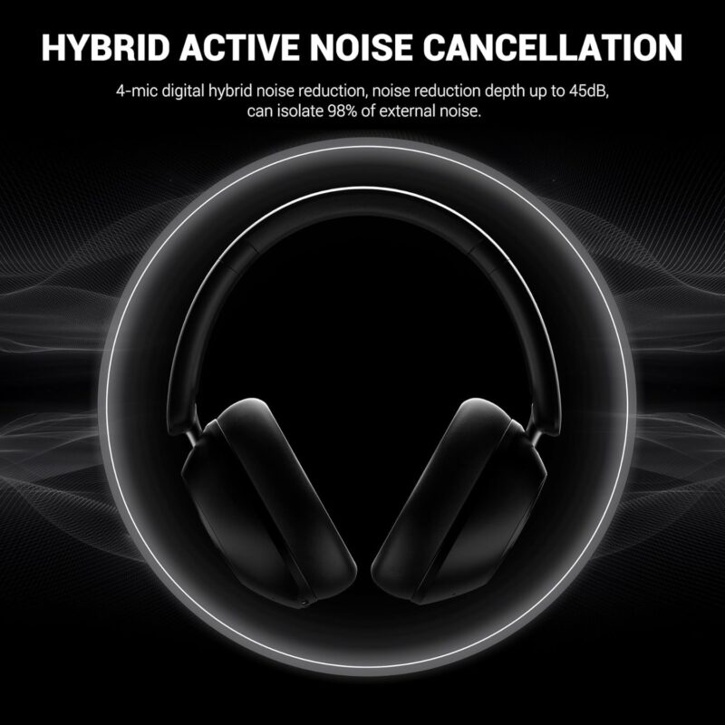 OneOdio Focus A5 (Wireless Over-Ear Headphones, Hybrid Active Noise Cancelling, 75H Playtime, Hi-Res LDAC Wireless Audio, Bluetooth 5.4, Built-in Mic, Low Latency)