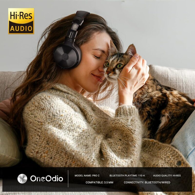 OneOdio Studio Pro C (Wireless/Wired Stereo Bluetooth Headsets Foldable Headset with Deep Bass, 50mm Neodymium Drivers)