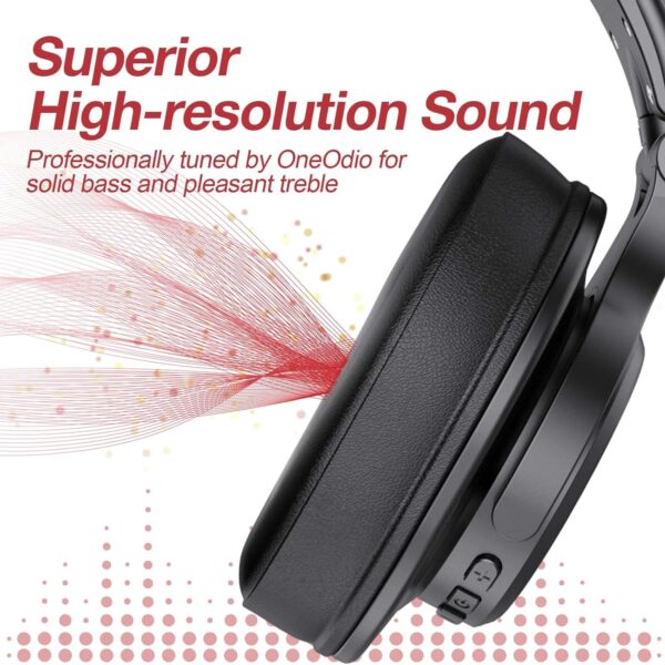 OneOdio Fusion A70 (Bluetooth Over Ear Headphones, Hi-Res, Built-in Mic, 3.5mm/6.35mm Wired Audio Jack for Studio Monitor & Mixing)