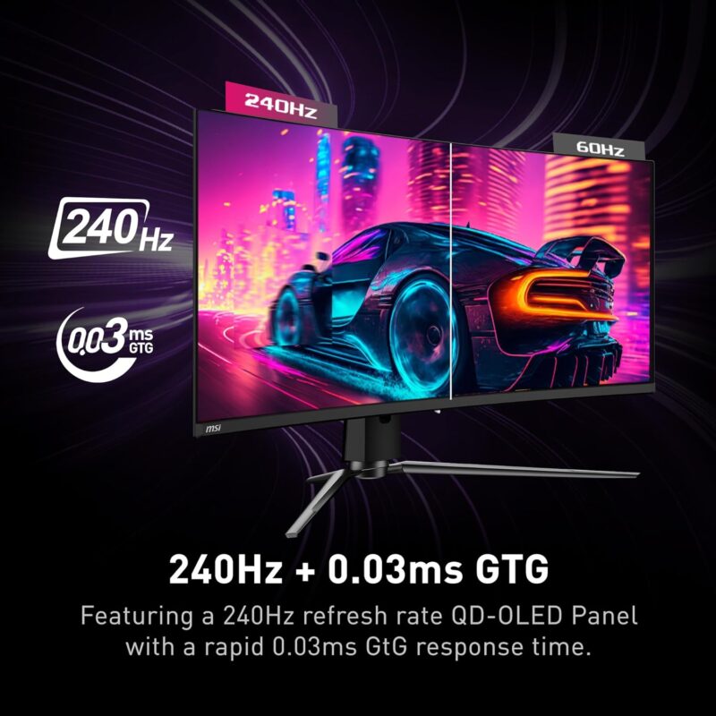MSI MPG 341CQPX (34-inch QD-OLED UWQHD Gaming Monitor, 240Hz, OLED Care 2.0, 0.03ms, 1800R)