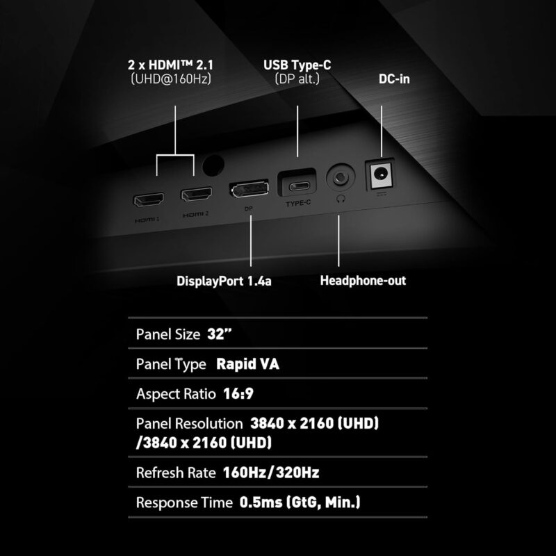 MSI MAG 321CUPDF (32-inch 4K UHD Curved Gaming Monitor, 4K/160Hz and FHD/320Hz Dual Mode, Rapid VA, 0.5ms, VESA DisplayHDR 400)