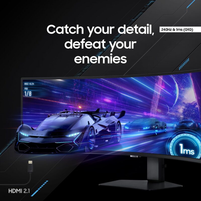 Samsung Odyssey G9 G95C (49-inch DQHD Gaming Monitor, 1000R, 0.03ms, 240Hz DisplayHDR 1000)