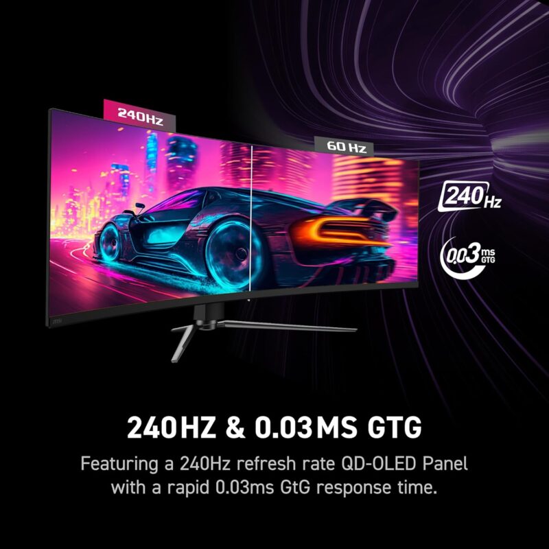 MSI MPG 491CQPX (49-inch QD-OLED DQHD Gaming Monitor, 240Hz, 0.03ms, OLED Care 2.0, 1800R)
