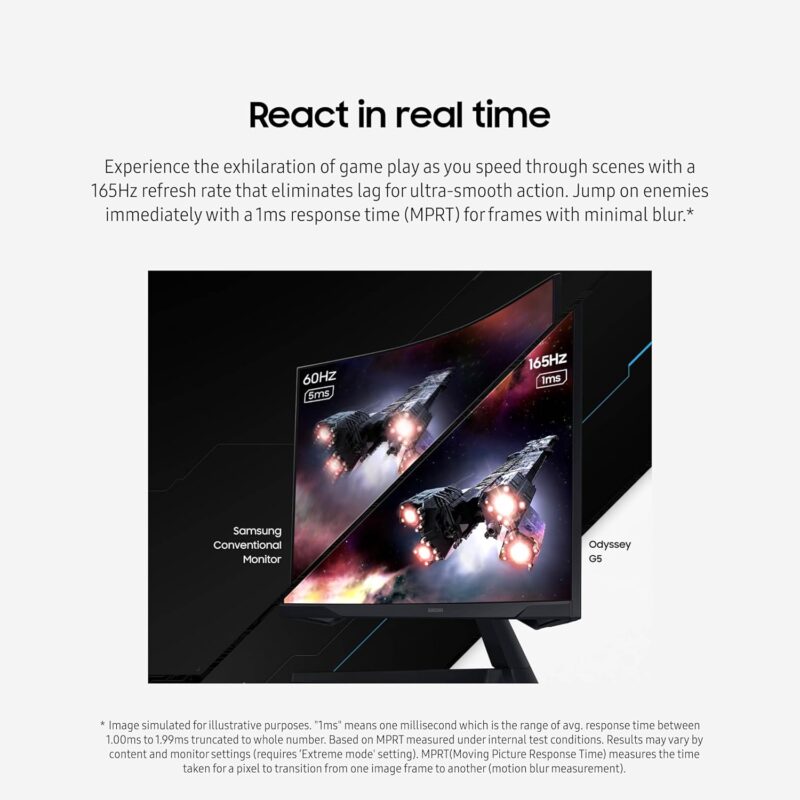 Samsung Odyssey G5 G55C (27-inch QHD Curved Gaming Monitor, 1ms, 165Hz)