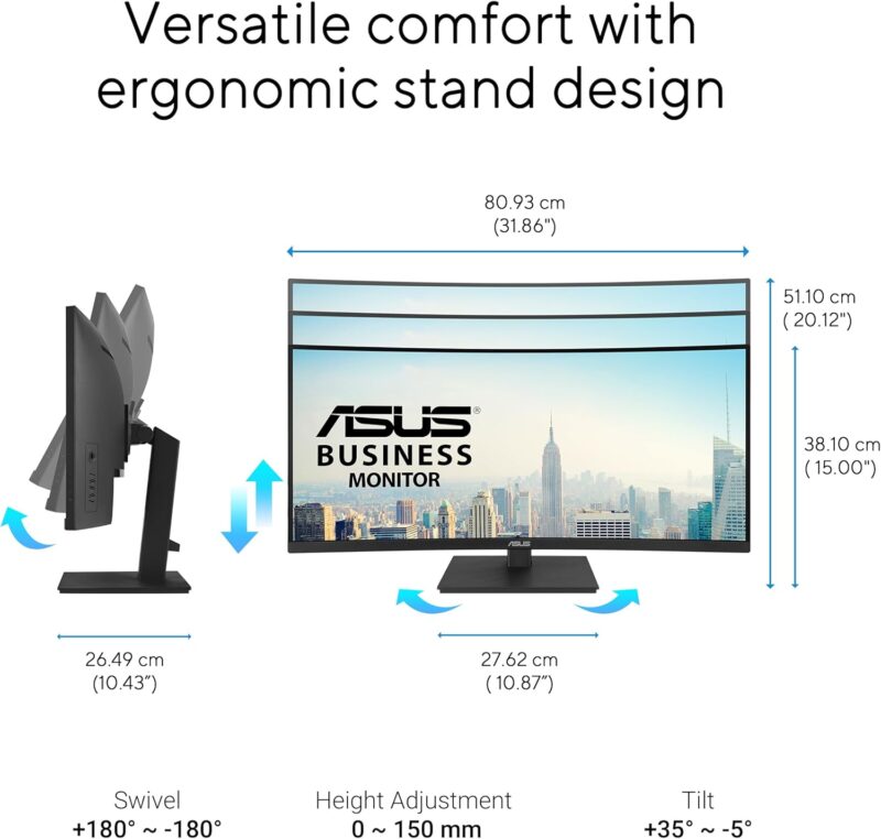 Asus VA34VCPSR  (34-inch WQHD Curved Monitor, 1500R, Flicker Free)
