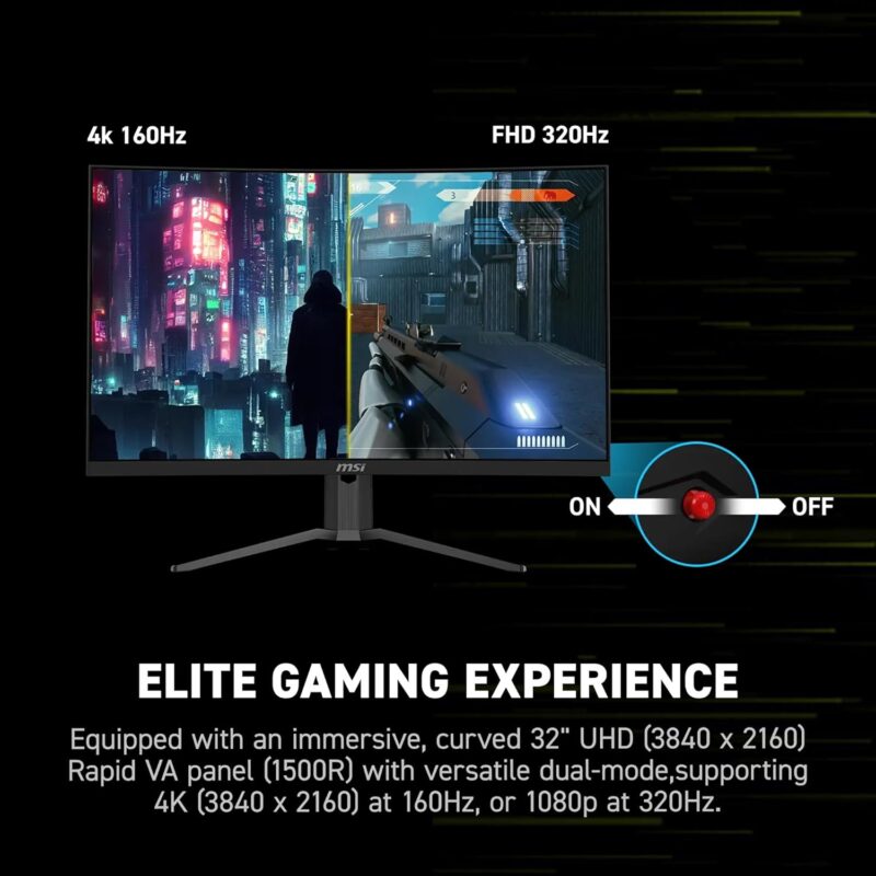 MSI MAG 321CUPDF (32-inch 4K UHD Curved Gaming Monitor, 4K/160Hz and FHD/320Hz Dual Mode, Rapid VA, 0.5ms, VESA DisplayHDR 400)
