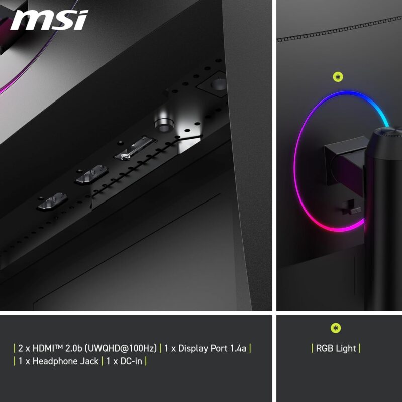 MSI MAG 342CQR E2 (34-inch UWQHD Curved Gaming Monitor, 180Hz, 1ms, 1500R, HDR Ready, VA, 1ms)